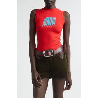 Jean Paul Gaultier Junior Fitted Jersey Graphic Tank in Red at Nordstrom, Size X-Small