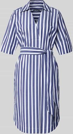 White Label Knielanges Hemdblusenkleid mit Bindeg&uuml;rtel in Blau, Gr&ouml;&szlig;e 34