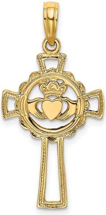 Diamond2Deal 14k Yellow Gold Claddagh Cross Charm