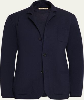 Maurizio Baldassari Mens Cashmere Knit Patch-Pocket Blazer