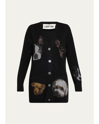 Libertine - Libertine Best Friends Embellished Cashmere Oversized V-Neck Cardigan