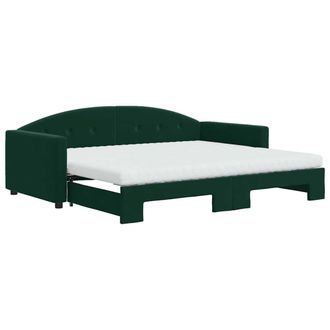 vidaXL Vidaxl - Sof&aacute; Cama Nido Con Colch&oacute;n Terciopelo Verde Oscuro 90x200 Cm