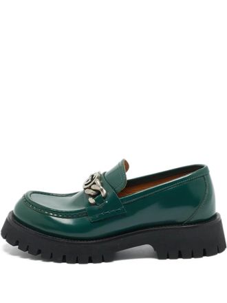 Gucci interlocking G leather loafers - men - Calf Leather/Calf Leather/Rubber - 41.5 - Green
