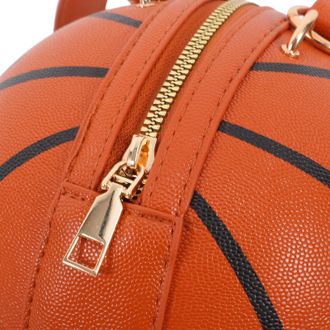 Generic Small Yellow-Brown PU Basketball Crossbody Bag for Women, Chain Strap Shoulder Handbag, Casual Round Pouch Suitable for Daily Use and Practical Storag