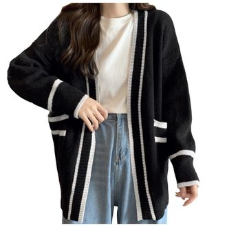 Generic Hoodies Jumpers for Women UK Womens Japan Cute Cardigan Sweater Kawaii JK Uniform Open Front Cardigan with Buttons Aesthetic Long Sleeve Loose Jackets