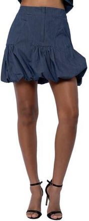 Ciebon Raz Ruffled Faux Denim Miniskirt in Denim Blue at Nordstrom Rack, Size X-Small