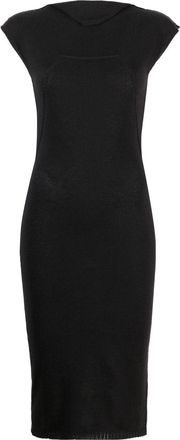 Rick Owens cap-sleeve knitted midi dress - women - Cotton - S - Black