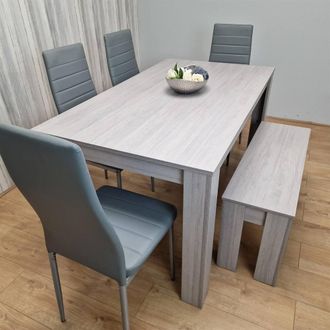 Kosy Koala Dining Table Set With 4 Chairs & 1 Bench Dining Room Furniture in Grey