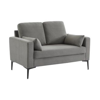 Sweeek Sof&aacute; de pana con patas de metal, 2 plazas, gris claro