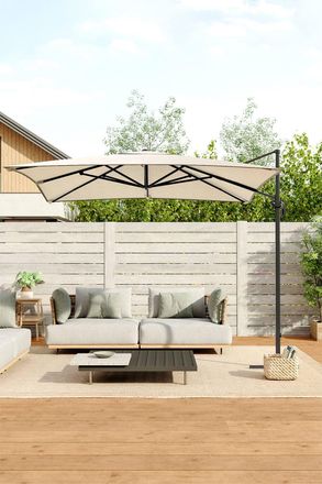 Living and Home 3m x 3m Square Cantilever Garden Parasol in Beige