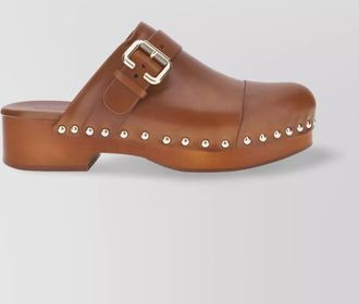 Chlo&eacute; leather studded platform clogs