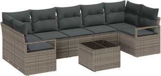 vidaXL Vidaxl - Garden Sofa Set 8 pcs Grey 55 x 55 x 37 cm Poly Rattan