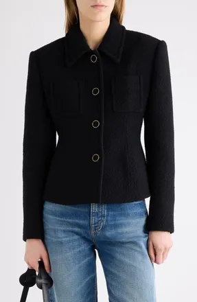 Chlo&eacute; Wool Blend Bouclette Blazer in Black at Nordstrom, Size 38