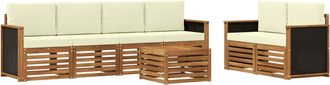 vidaXL Conjunto De Sof&aacute;s De Exterior 7 Uds. Natural Y Crema Vidaxl