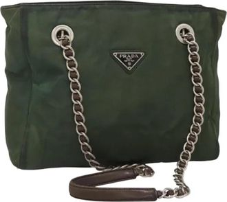 Prada Pre-owned Nylon prada-bags - Dames - Vintage Schoudertas - Groen - ONE Size - Nylon - Vintage