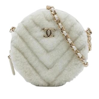 Chanel Pre-owned Quilted Shearling Crossbody Bag - Dames - Pre-owned - Wit - Maat: ONE Size Leer