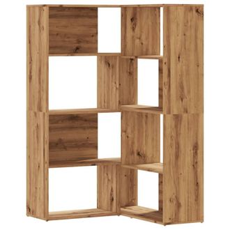 Berkfield Home Corner Bookcase 4-Tier Artisian Oak 85x85x140 cm Engineered Wood in Brown | Size: 85 x 85 x 140 cm