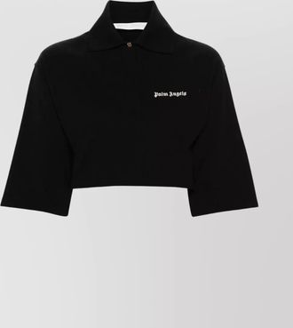 Palm Angels cotton cropped short-sleeve polo shirt