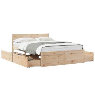 Berkfield Home Bed Frame without Mattress 135x190 cm Double Solid Wood Pine in Light Brown