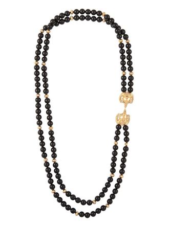 Kenneth Jay Lane 1980s ram-motif beaded necklace - Gold