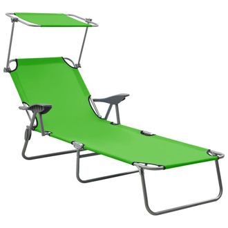 vidaXL Vidaxl - Tumbona Con Toldo De Acero Verde