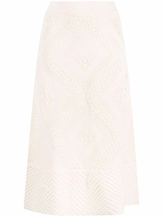 Jil Sander Opengebreide midi-rok - Wit