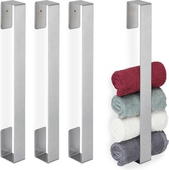 Relaxdays Set 3 Toallero Pared Autodhesivo, Colgador Toalla Cocina, Ba&ntilde;o, Acero Inoxidable 430, 45x4x6 Cm, Sin Taladro, Plateado