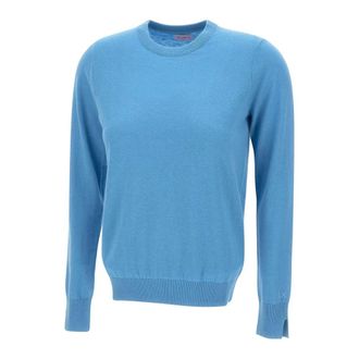 Sun 68 Round-neck Knitwear, female, Blue, Size: XL Basic Sweater