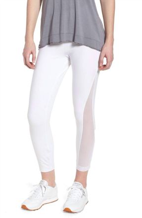 Lyss&eacute; Skylar High Elastic Waist Cotton Crop Mesh Detail Leggings In White