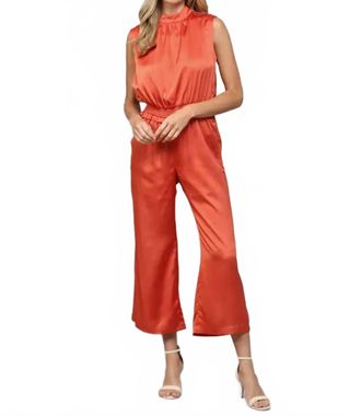 Fate Satin Open Back Romper In Orange