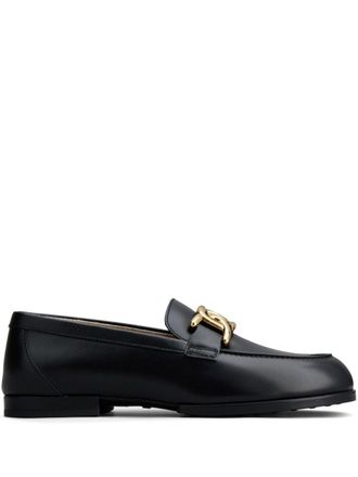 Tod's chain-embellished leather loafers - women - Leather/Leather/Leather - 37 - Black