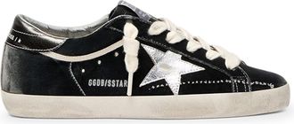 Golden Goose Low-Top Velvet Sneakers with Laminated Star Detail