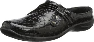 Easy Street Womens Easy Street Holly Shoes Black Patent Croco Slip On Mules HTAT259