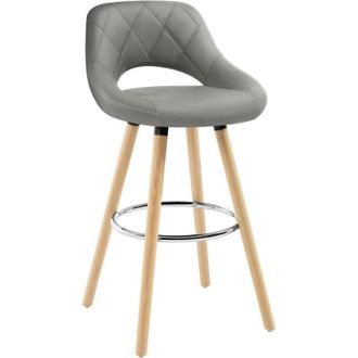 Woltu Sgabello da Bar per Cucina Ristorante con Poggiapiedi Gambe Legno Massello Grigio - Woltu