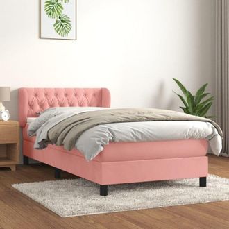 vidaXL Vidaxl - Cama Box Spring Con Colch&oacute;n Terciopelo Rosa 100x200 Cm