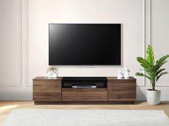 Vente-Unique Mobile TV con 2 ante, 1 cassetto e 1 vano a giorno Marrone scuro naturale e Nero - CEMILINA