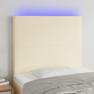 vidaXL Cabecero Con Luces Led Cuero Sint&eacute;tico Crema 90x5x118/128 Cm Vidaxl