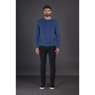 Moorer MenS Blue Cable Knit Sweater, Size 48
