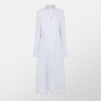 HUGO BOSS Womens High Neck Maxi A-Line Dress in Open Misc - Multicolour - Size 8 UK