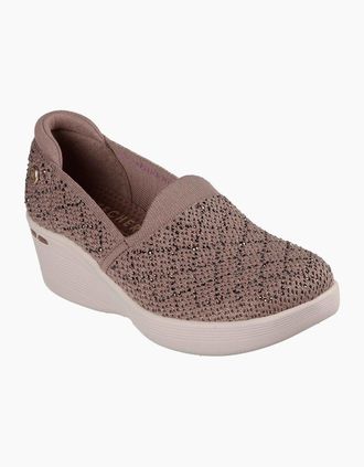 Skechers Womens Skechers Pier-Lite My Reflection Polyester Womens Mocha Trainers - Brown - Size: 6