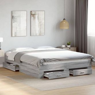 Berkfield Home Bed Frame with Drawers without Mattress Grey Sonoma 140x200 cm