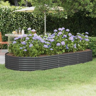 vidaXL Garden Raised Bed Galvanised Steel 296x140x36 cm Anthracite Vidaxl