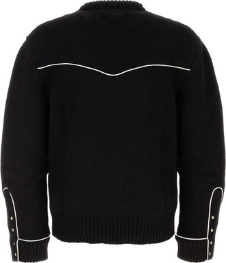 Prada Mens Wool With Star Intarsia Sweater Black