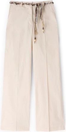 Motivi Broeken, Dames, Beige, L, Katoen, Wide Broeken