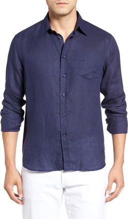 Vilebrequin Mens Linen Solid Shirt in Navy at Nordstrom, Size Xxx-Large
