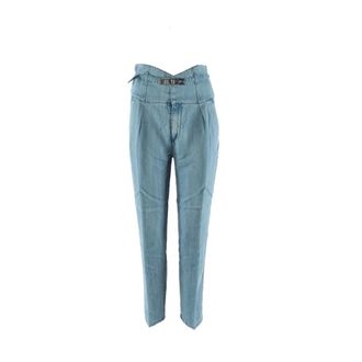 Pinko Straight Fit Jeans, female, Blue, W26, Belted Lyocell Trousers
