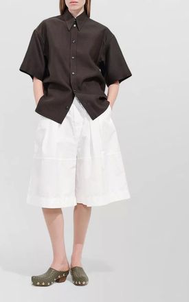 Bottega Veneta cotton high-rise pleated culottes