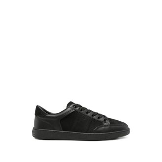 Ferragamo Schoenen, Heren, Zwart, 41 1/2 EU, Leer, Leren sneaker met veters en panelen
