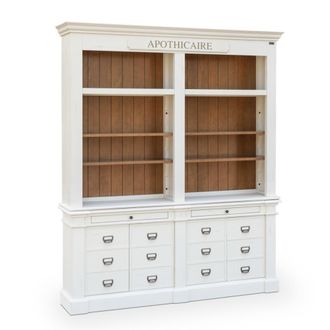 Robin des Bois Biblioteca de estilo cl&aacute;sico en pino, 4 puertas, 2 blanca