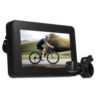 OEM Espejo Retrovisor Bicicleta, C&aacute;mara 4,3, Visi&oacute;n Nocturna, Gran Angular 150&deg;, Soporte Ajustable (compatible Mtb Y Carretera)